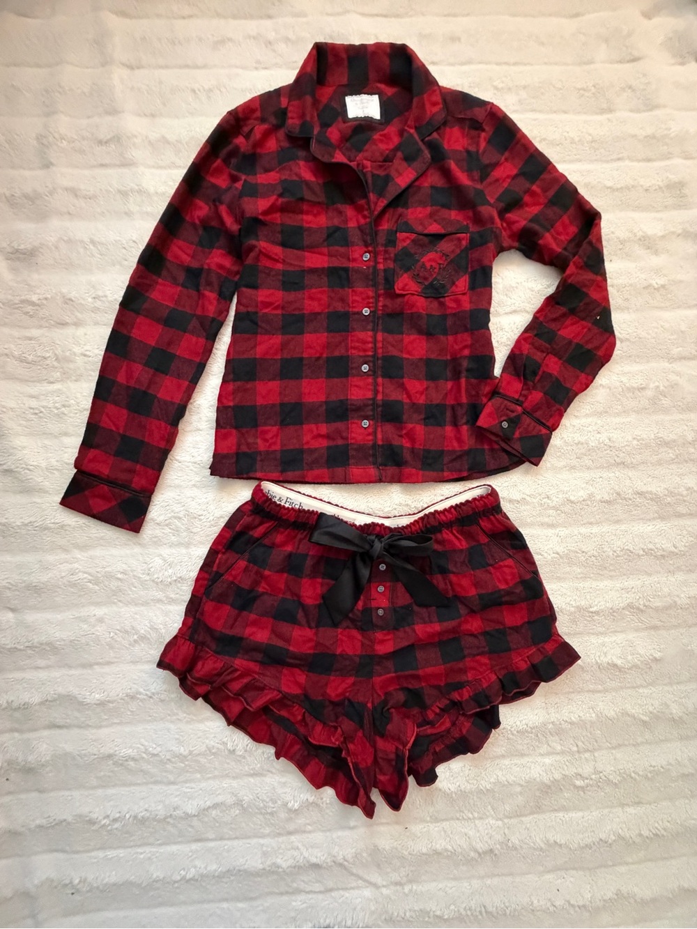 Abercrombie & Fitch Red and Black Buffalo Plaid Sleepwear Set